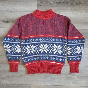 Vintage Allison Smith Sweater Womens S Wool Mock Neck Ski Retro Nordic 70's 80's